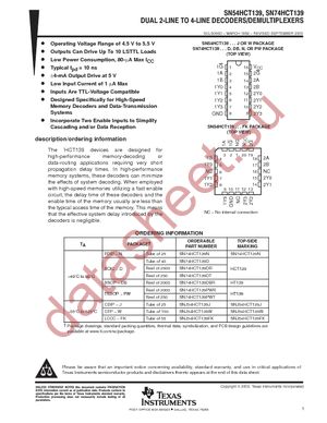 SN74HCT139DT datasheet  